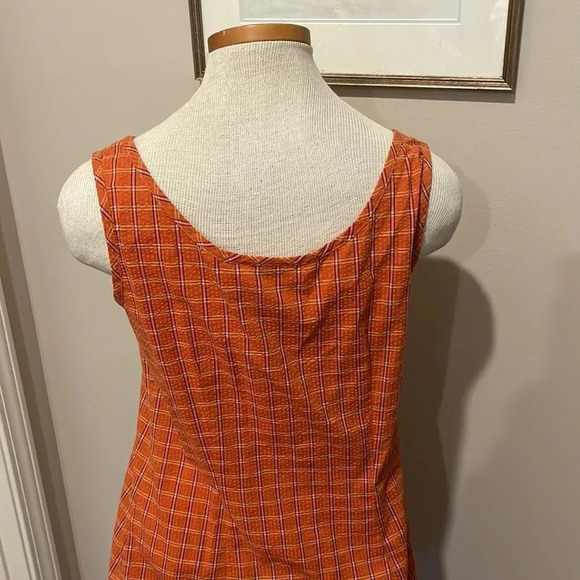 Patagonia - Sunspot Dress - Orange Plaid Sleeveless W/Pocket - Size Small - Picture 3 of 9